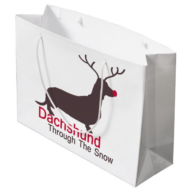 Dachshund Through The Snow Large Gift Bag (Back Angled)