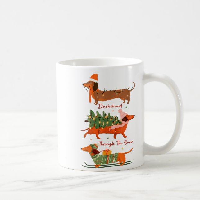 Dachshund Through The Snow Merry Christmas Dachshu Coffee Mug (Right)