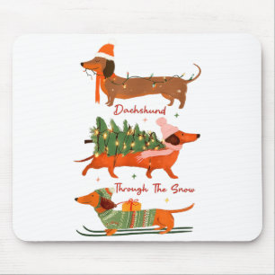 Dachshund Through The Snow Merry Christmas Dachshu Mouse Pad