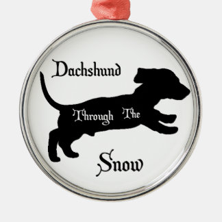 Dachshund through the snow metal tree decoration