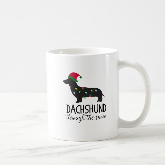 Dachshund Through The Snow Mug, Christmas Coffee Mug (Right)