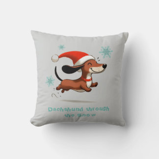 Dachshund through the Snow puppy dog Christmas Cushion