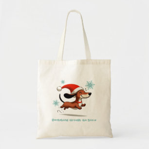 Dachshund through the Snow puppy dog Christmas Tote Bag