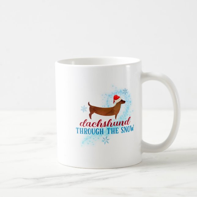 Dachshund Through The Snow Santa Dog Christmas  Coffee Mug (Right)