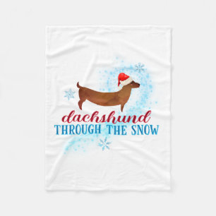 Dachshund Through The Snow Santa Dog Christmas  Fleece Blanket