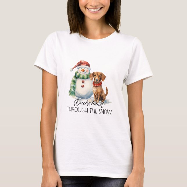 Dachshund Through The Snow T-Shirt (Front)