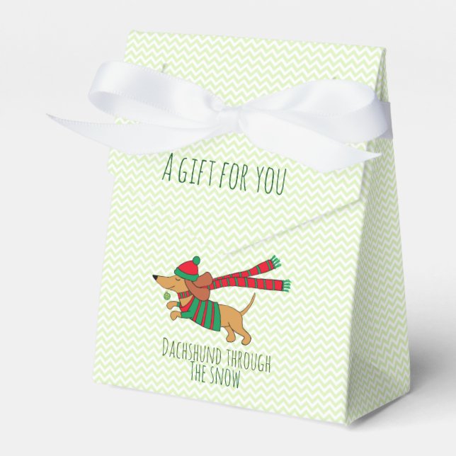 Dachshund Through the Snow Tent Favour Box (Front Side)