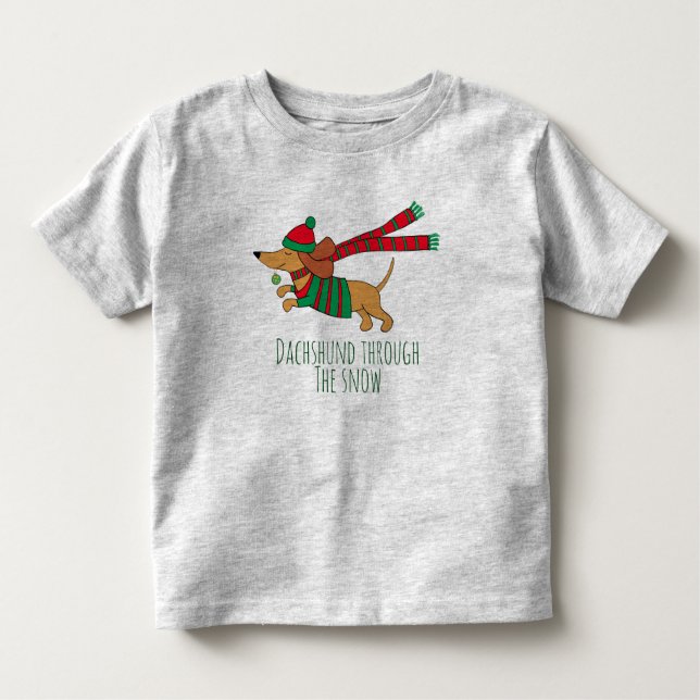 Dachshund Through the Snow Toddler Jersey T-Shirt (Front)