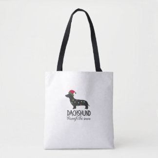 Dachshund Through The Snow Tote, Christmas Tote Bag