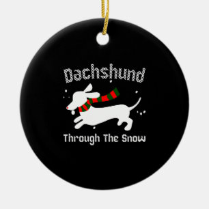 Dachshund Through The Snow Ugly Christmas Sweater Ceramic Ornament