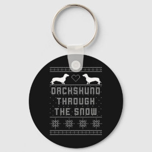 Dachshund Through The Snow Ugly Christmas Sweater Key Ring