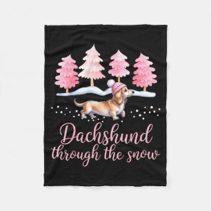 Dachshund Through The Snow Wiener Dog Christmas Fleece Blanket