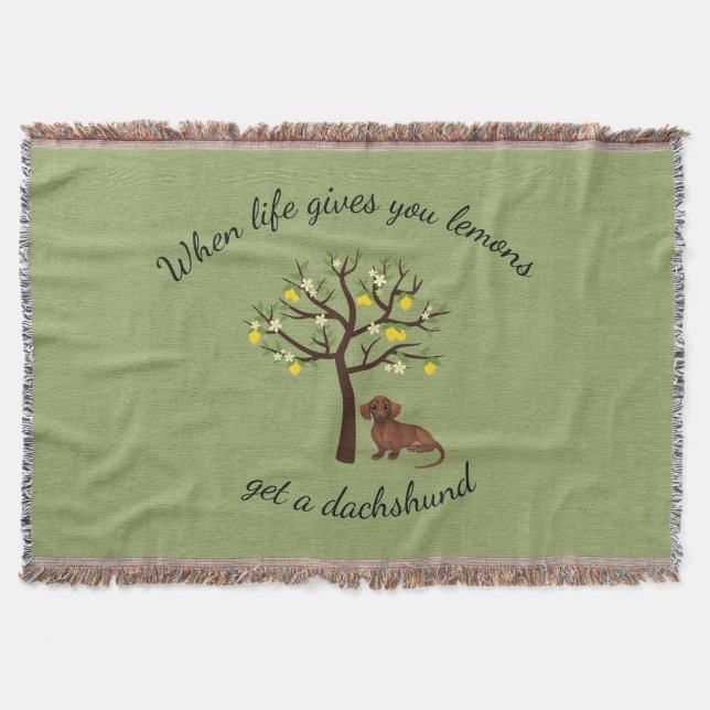 Dachshund Throw Blanket When Life Gives You Lemons (Front)