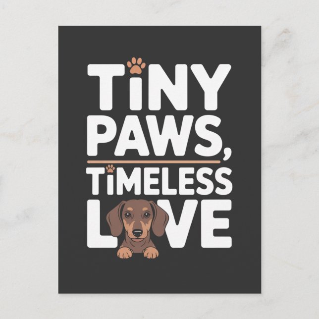 Dachshund Tiny Paws, Timeless Love Announcement Postcard (Front)