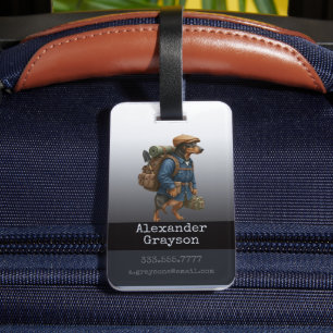 Dachshund Trail Blazer Hiker Personalized  Luggage Tag