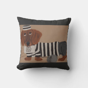 Dachshund Treat Thief Jailbird Cushion