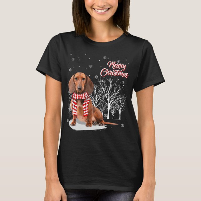 Dachshund Tree Merry Christmas Dachshund Xmas For  T-Shirt (Front)