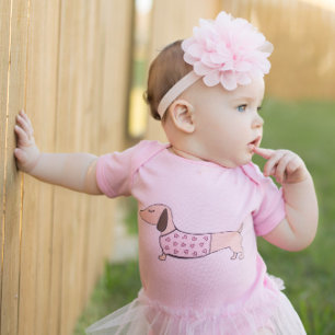 Dachshund Tutu ballerina One Piece Outfit for Baby Bodysuit