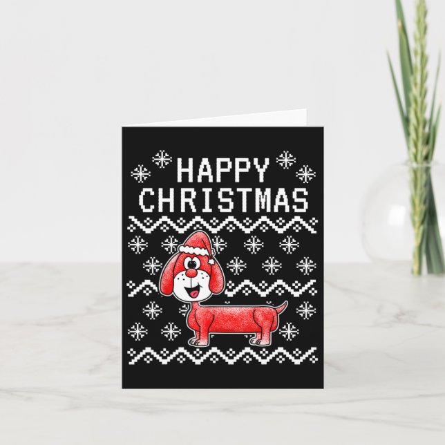 Dachshund Ugly Christmas Dog  Card (Front)