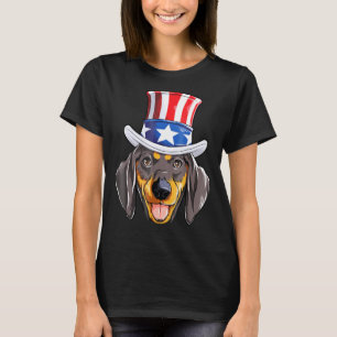 Dachshund Uncle Sam 4th Of July Kids American Flag T-Shirt