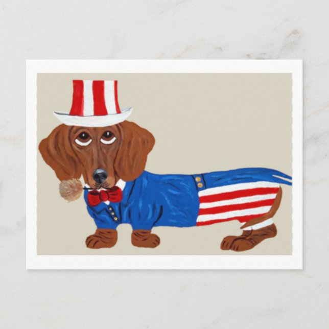 Dachshund Uncle Sam Invitation (Front)