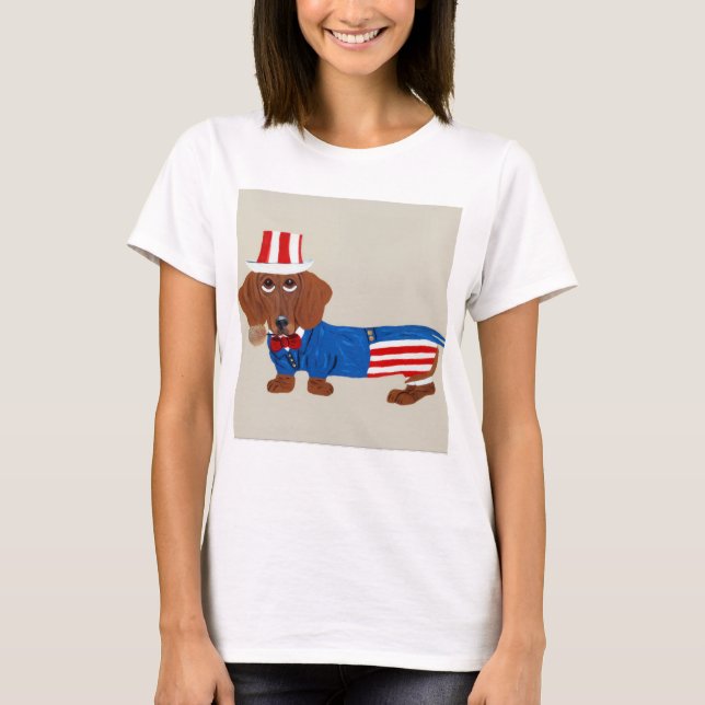 Dachshund Uncle Sam T-Shirt (Front)