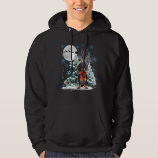 Dachshund Under Moonlight Snow Christmas Pajama Hoodie