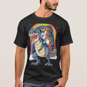 Dachshund Unicorn Riding Dinosaur T rex Gifts Wome T-Shirt