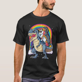 Dachshund Unicorn Riding Dinosaur T rex Gifts Wome T-Shirt