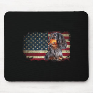 Dachshund Usa Flag Patriotic Dog Lovers 4th Of Jul Mouse Pad