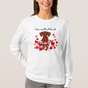 Dachshund Valentine Cartoon T-Shirt