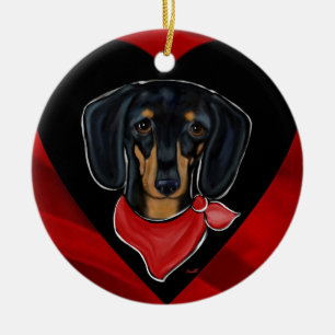Dachshund Valentine Ceramic Ornament