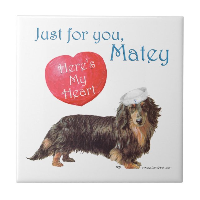 Dachshund Valentine Ceramic Tile (Front)