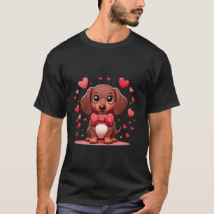 Dachshund Valentine Hearts Doxie Wiener Dog Long S T-Shirt