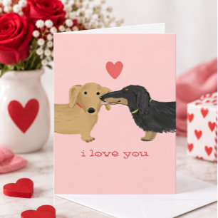 Dachshund Valentine Kiss Cute Dogs Valentine's Day Holiday Card