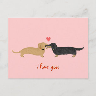 Dachshund Valentine Kiss Cute Wiener Dogs Love Holiday Postcard