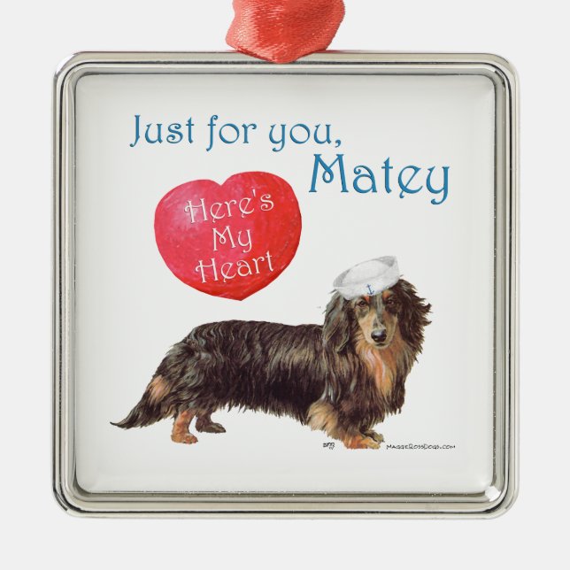 Dachshund Valentine Metal Ornament (Front)