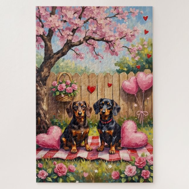 Dachshund Valentine’s Day Art Jigsaw Puzzle (Vertical)