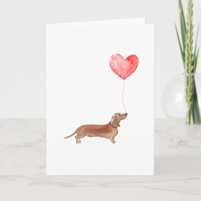 Dachshund Valentines Card, Dog Valentines Holiday Card (Front)