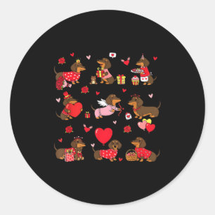 Dachshund Valentines Cute Dog Wiener Dog Love Classic Round Sticker