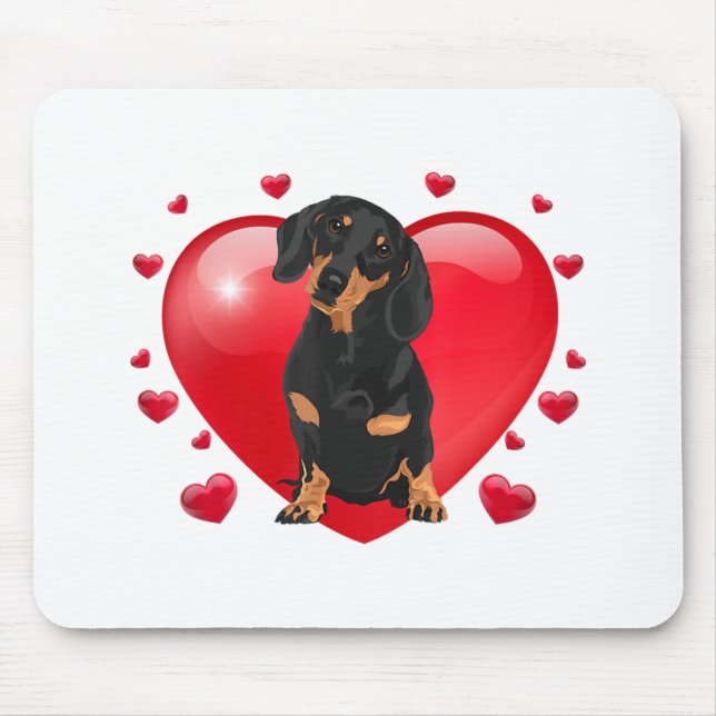 Dachshund Valentines Day Gif  Distressed Mum Dog L Mouse Pad (Front)