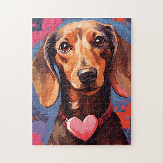 Dachshund Valentines day Jigsaw Puzzle (Vertical)