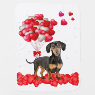 Dachshund Valentines Day Out Heart Dog Lover Baby Blanket