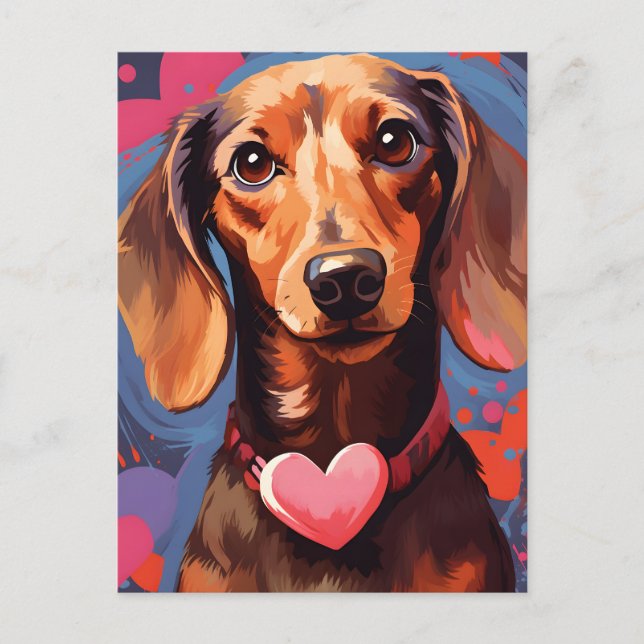 Dachshund Valentines day Postcard (Front)