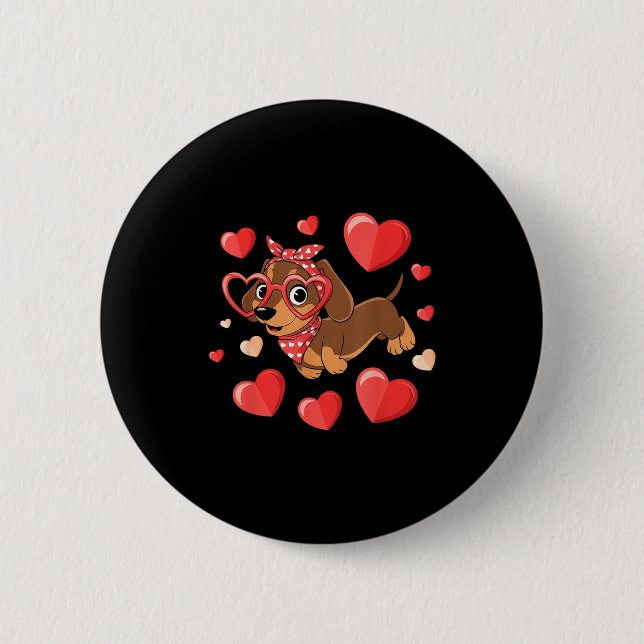Dachshund Valentines Day Wiener Dog Lover Weenie H 6 Cm Round Badge (Front)