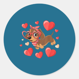 Dachshund Valentines Day Wiener Dog Lover Weenie H Classic Round Sticker