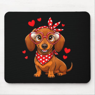 Dachshund Valentines Day Wiener Dog Lover Weenie H Mouse Pad