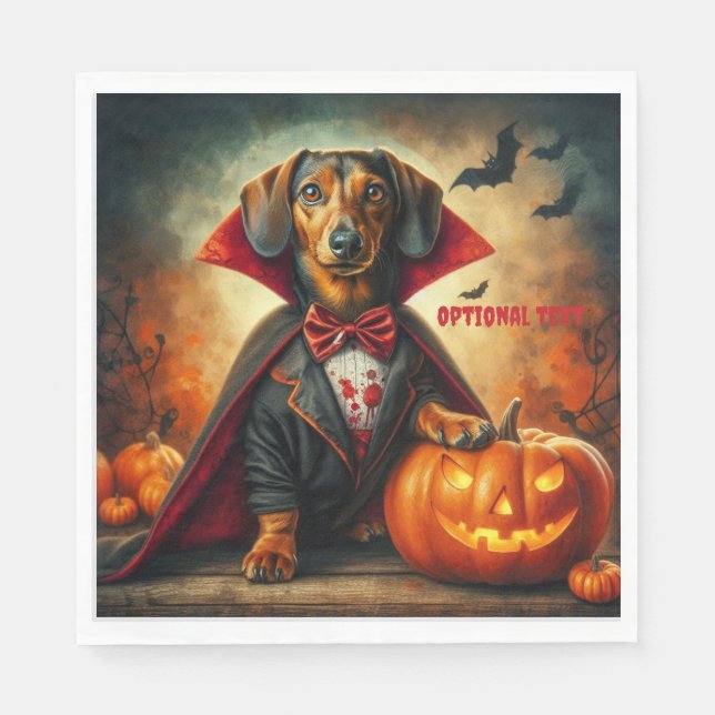 Dachshund Vampire Halloween Napkin (Front)