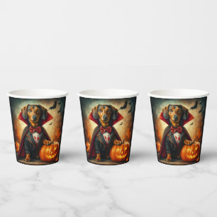 Dachshund Vampire Halloween Paper Cups