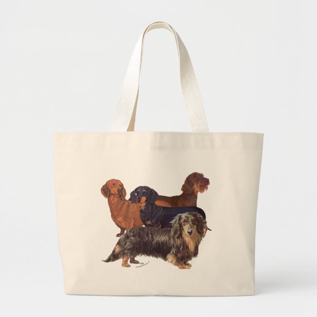 Dachshund Varieties Large Tote Bag (Front)